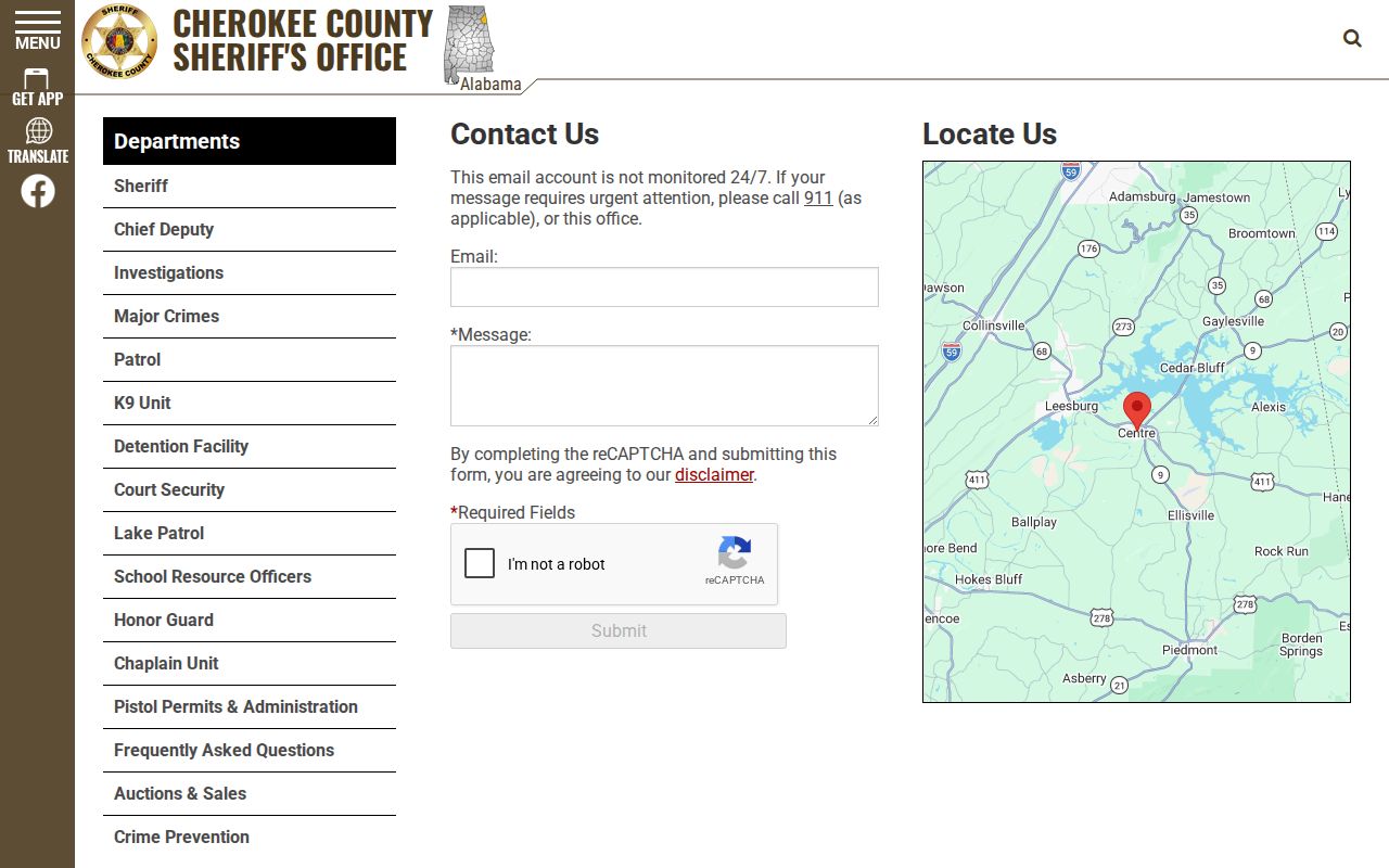 Cherokee County arrest records sheriff contact information