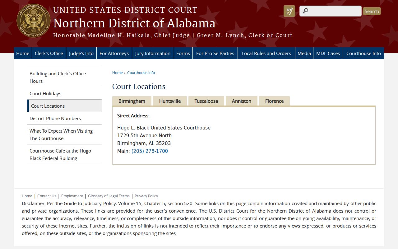 Cherokee County court dockets Northern District court locations
