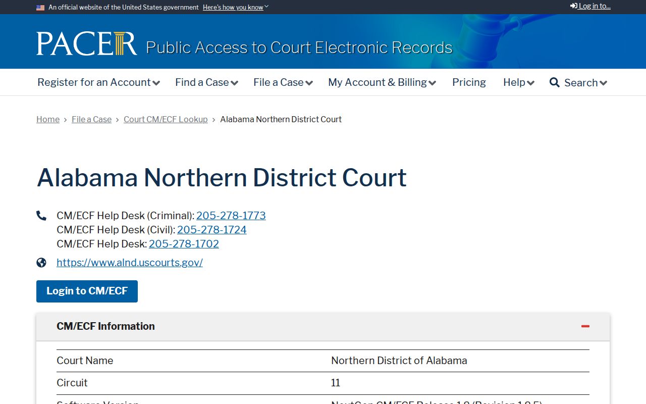 Cherokee County court dockets Northern District PACER lookup