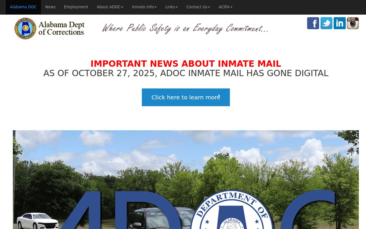 Cherokee County inmate records ADOC homepage