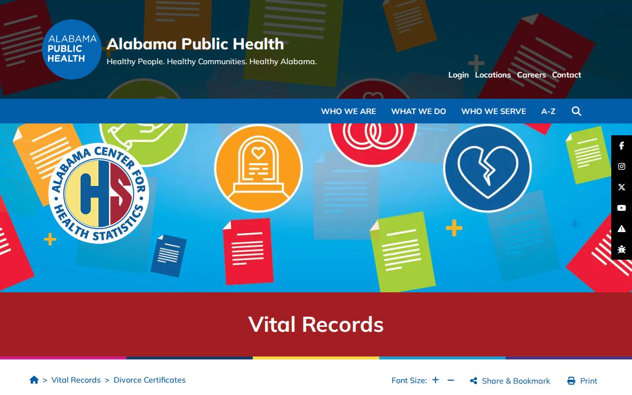 Cherokee County marriage and divorce records through Alabama vital records